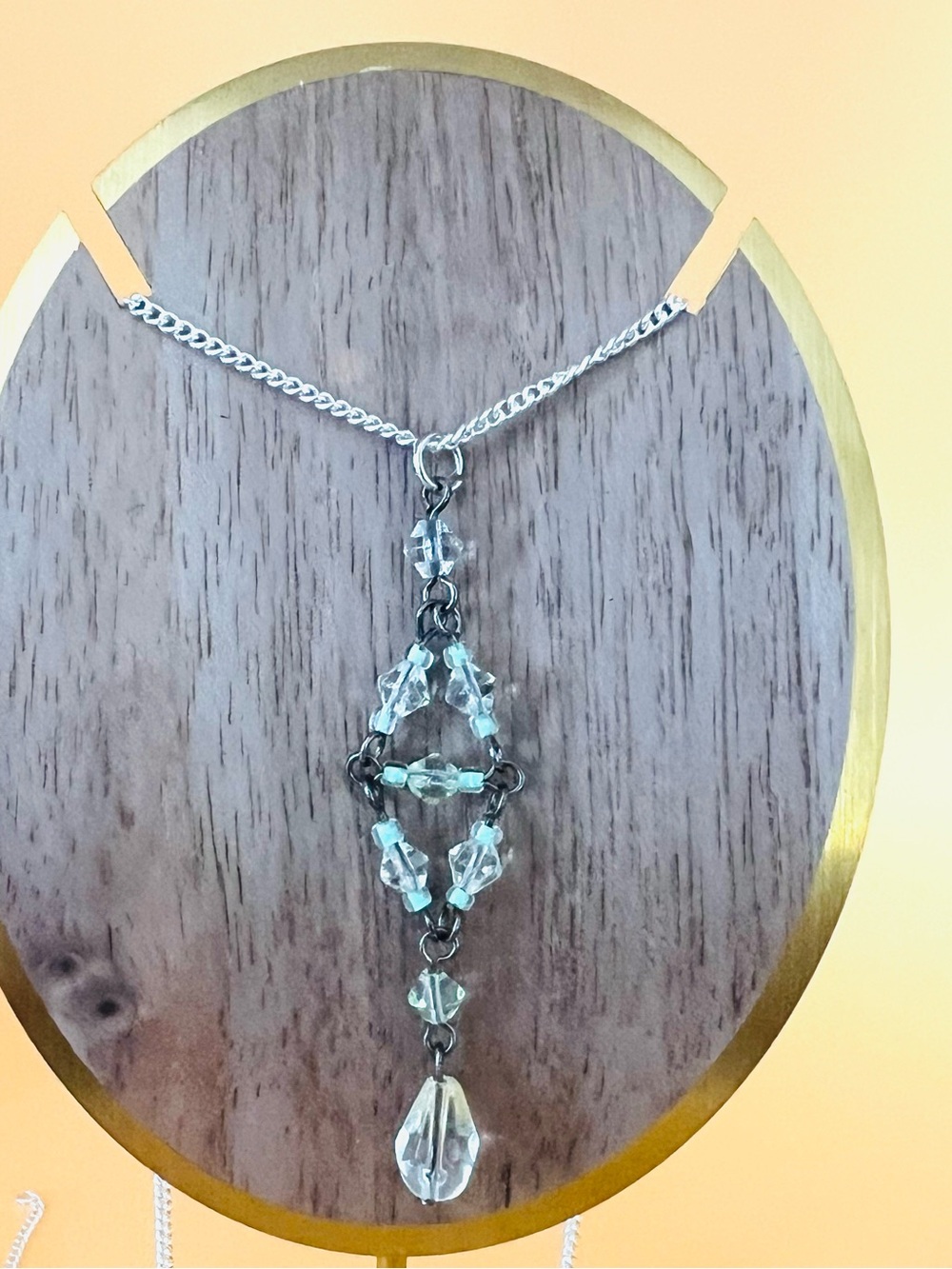 Silver Crystal Drop pendant Necklace
